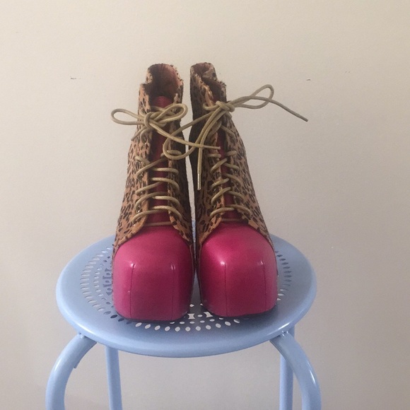 Jeffrey Campbell Cheetah Pink Lita Bootie 8 - Picture 2 of 5